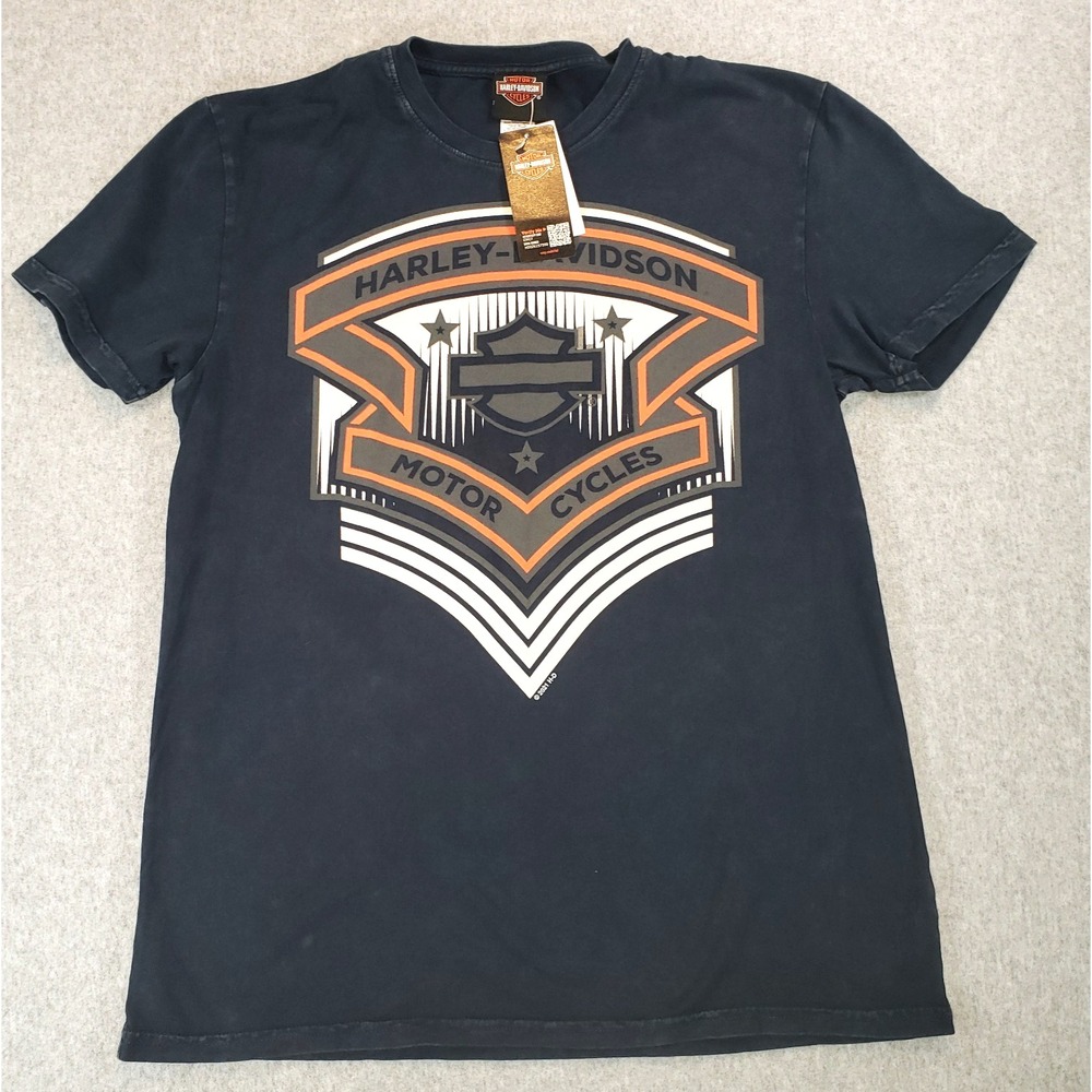 Harley-Davidson Womens Graphic T-Shirt Sz M Acid Wash Dark Blue Independence NEW